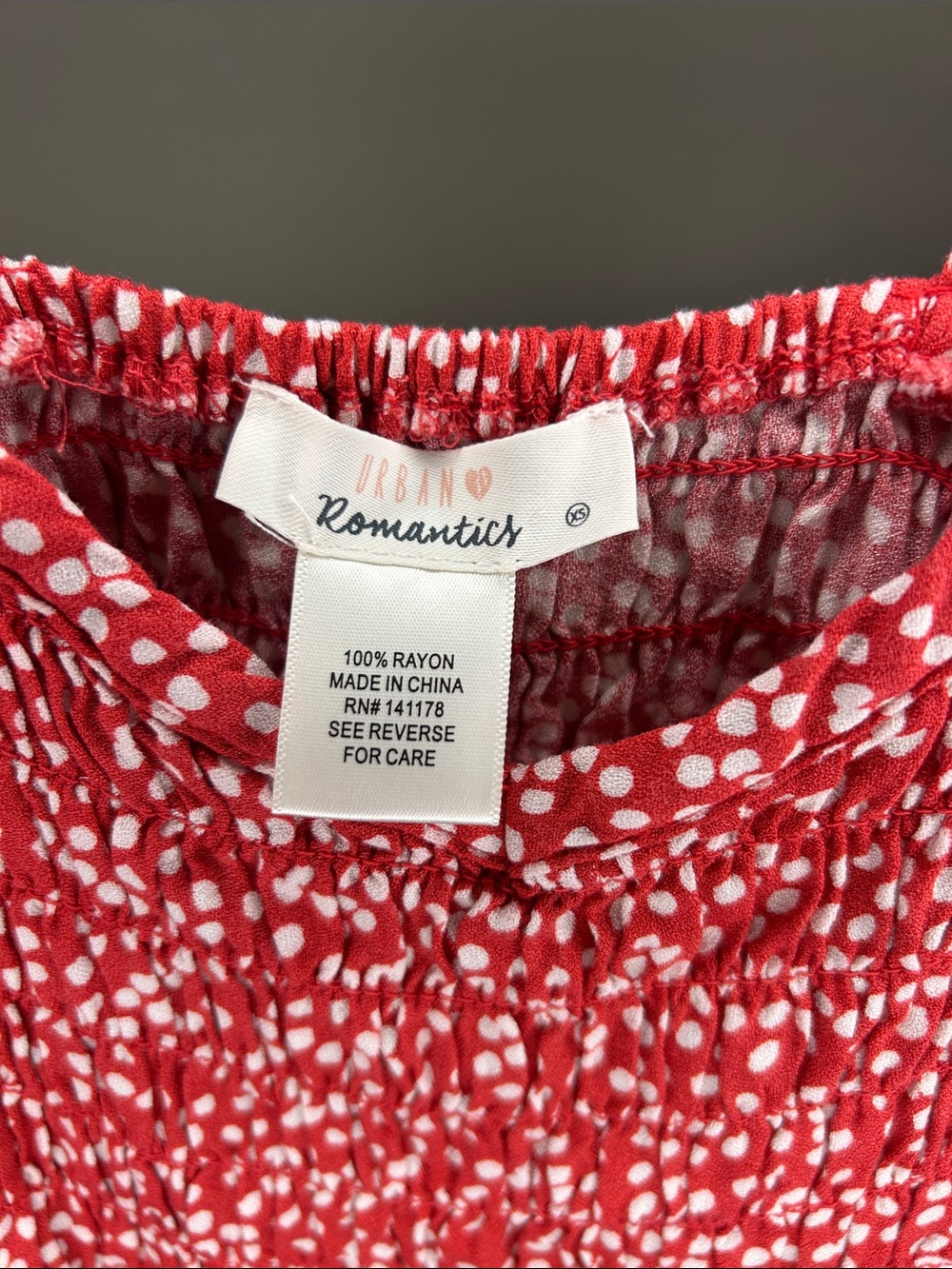 Abercrombie & Fitch Red White Dot Smocked Cami Top - Picture 2 of 3